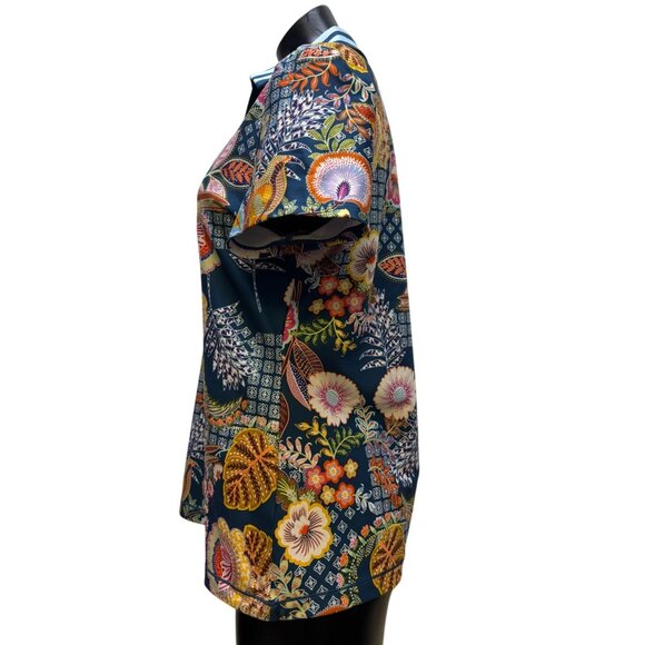 Johnny Was Active Polo Shirt Floral Pattern Multi M - Picture 5 of 7